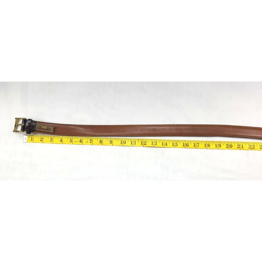 Trafalgar Mens Belt Brown Cortina 38/95 Handmade in USA Goldtone Buckle - Picture 8 of 13